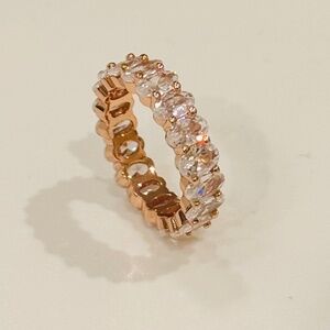 14K Gold Plated Ring - Oval Cubic Zirconia Love Ring and Eternity Ring